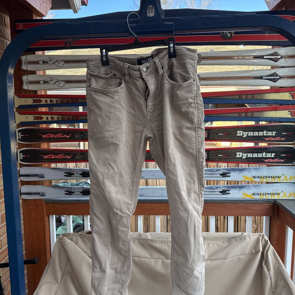 Du/er Duer Pants Mens 32x32 Tan T2X Slim Fit Stretch 5 Pocket Jeans Cooling